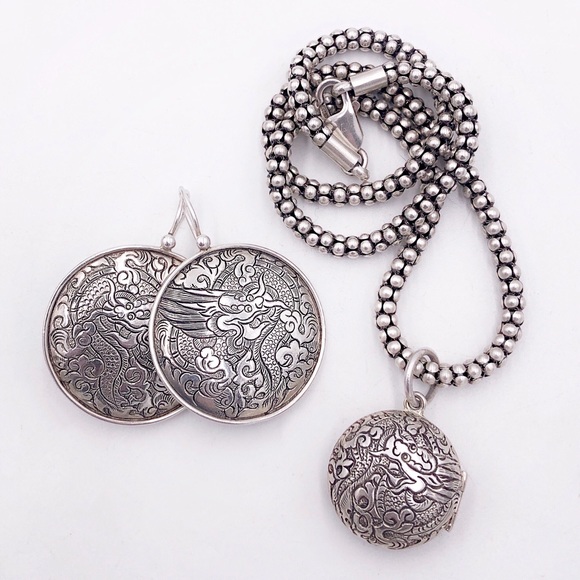 Silpada Jewelry - Silpada Retired Dragon Earrings & Locket